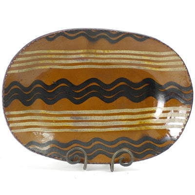 Four and Three Quill Redware Plate