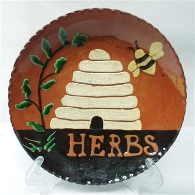Bee Skep Herbs Redware Plate