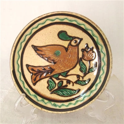 Bird and Tulip Redware Plate