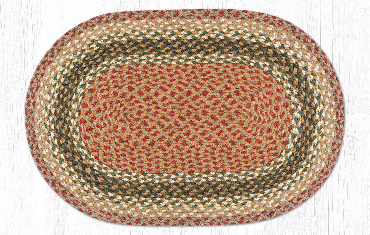 Olive/Burgundy/Gray Oval Rug 20" x 30"