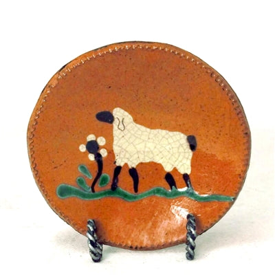 Small Quilled Sheep Redware Plate