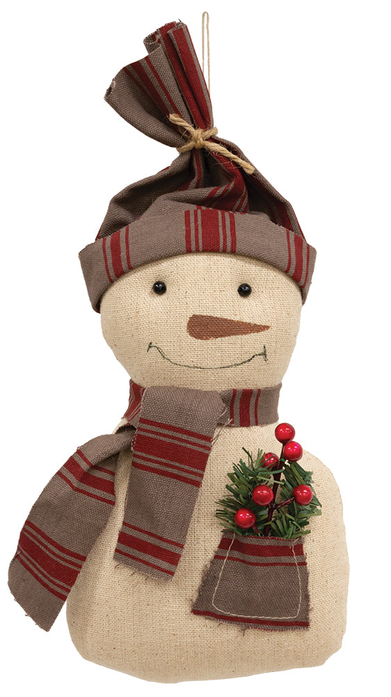 Red Stripe Snowman with Hanger