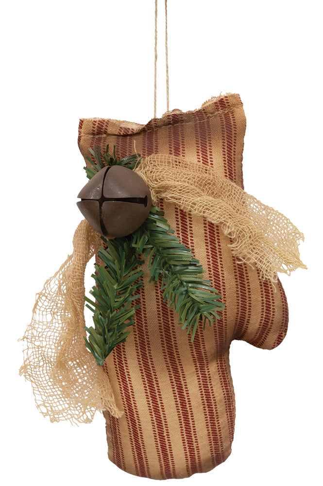 Ticking Stripe Mitten Ornament