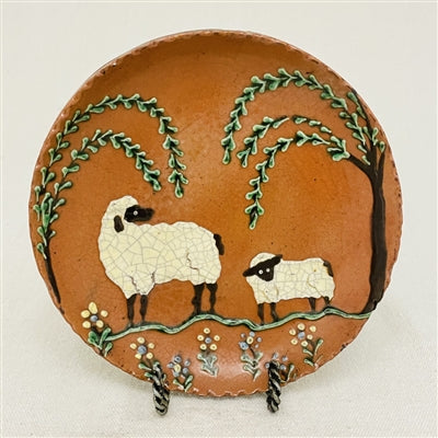 Sheep with Willow Trees Redware Plate