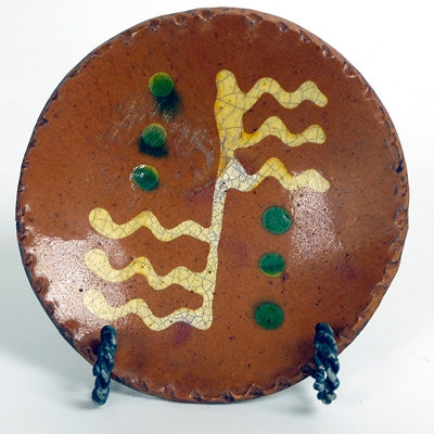 Redware Small Simple Triple Quill Plate