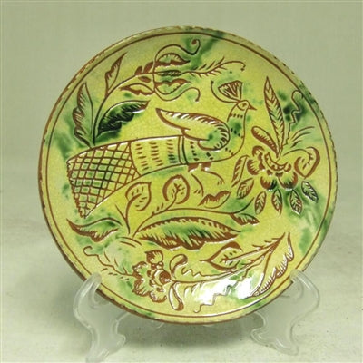 Redware Sgraffito Bird Plate