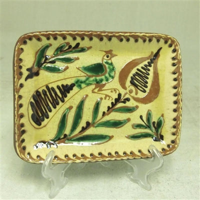 Bird and Tulip Redware Plate