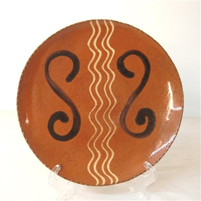 Quilled and Brushed Redware Plate