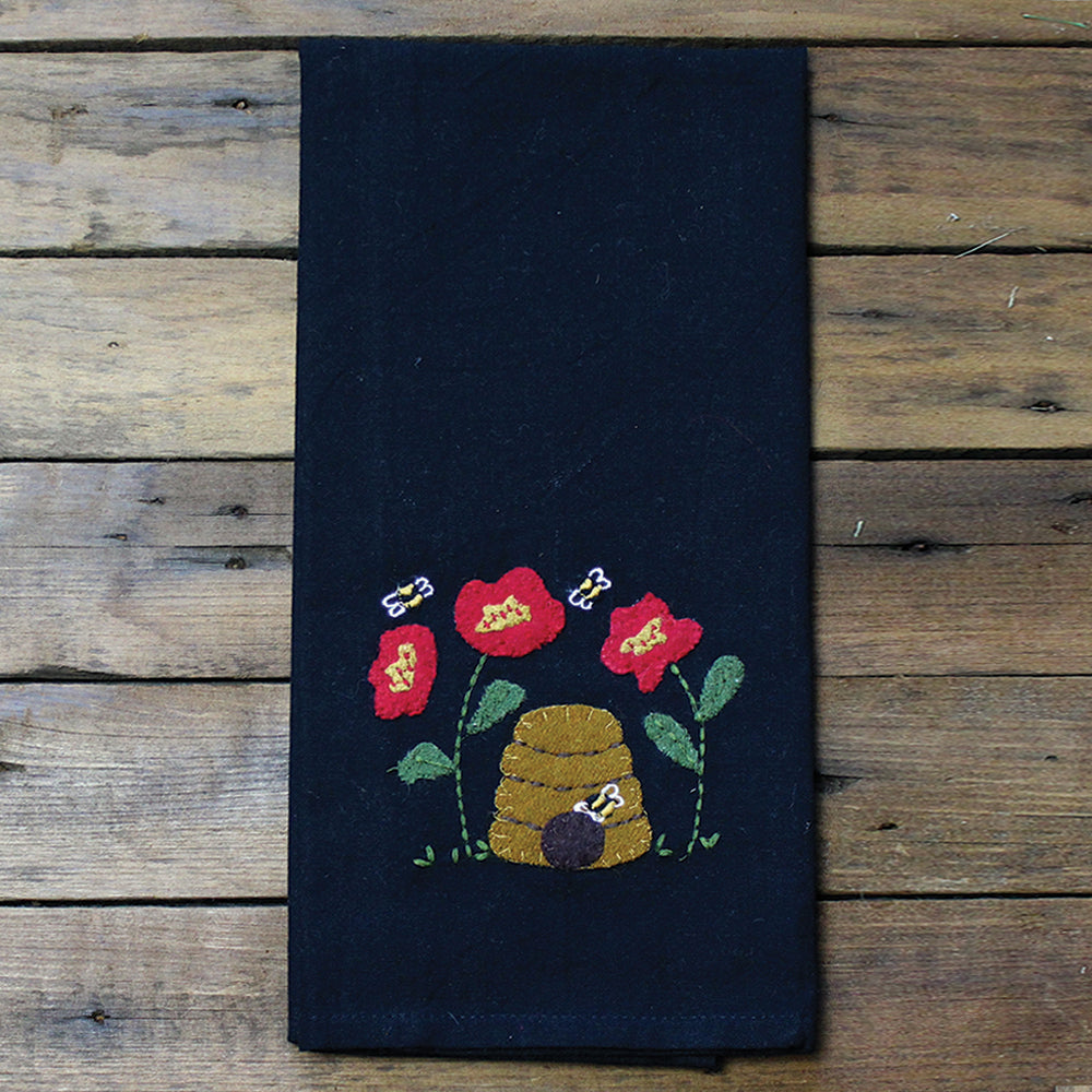 Bee Time Black Hand Towel