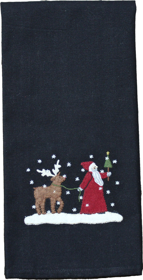 Primitive Embroidered Christmas Friends Towel
