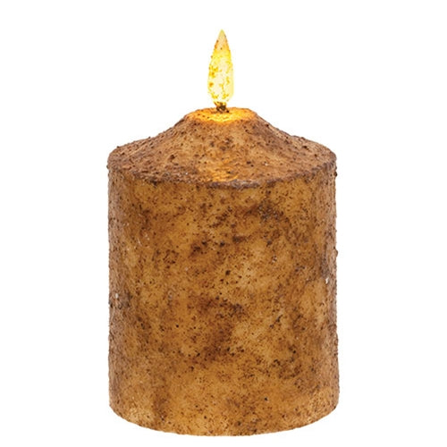 Burnt Ivory Flicker Flame Timer Cake Pillar