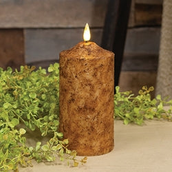 Burnt Ivory Flicker Flame Timer Cake Pillar