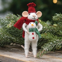 Primitive Christmas Snowman & Baby Felted Ornament
