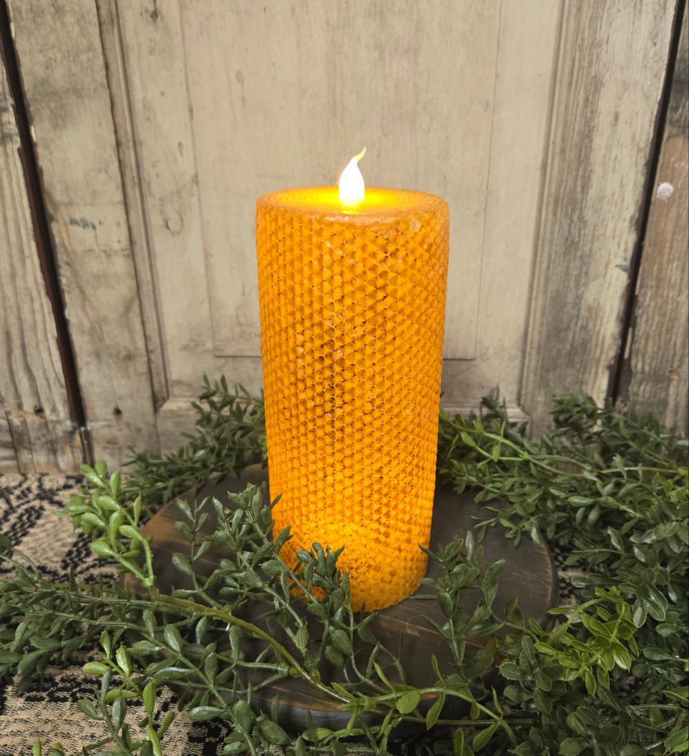 3" x 7" mustard honeycomb timer pillar 