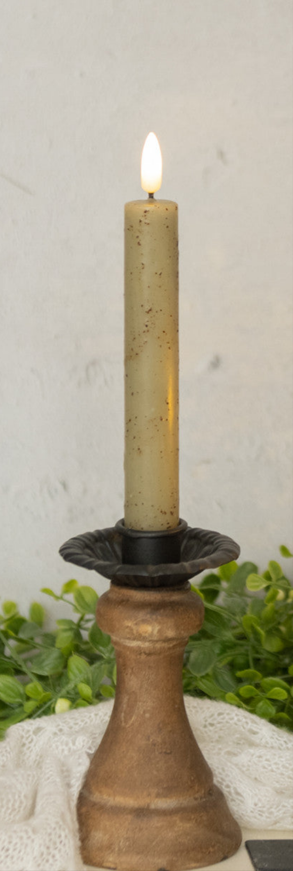 7.25" 3D FLAME GREEN TAPER CANDLE