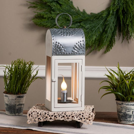 Wooden Lakeview Lantern in Rustic White