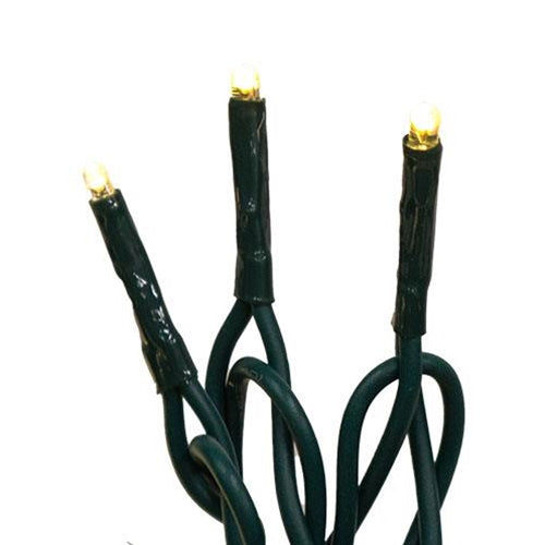 Warm White LED Micro Lights - 50 Count - Green Cord