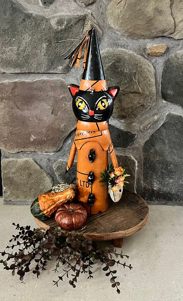 Black Cat with Skull Pail