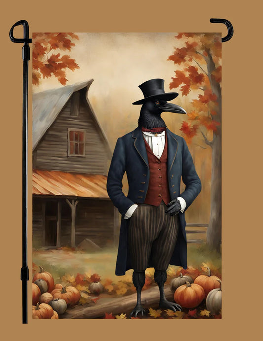 Whimsical Crow Man Garden Flag
