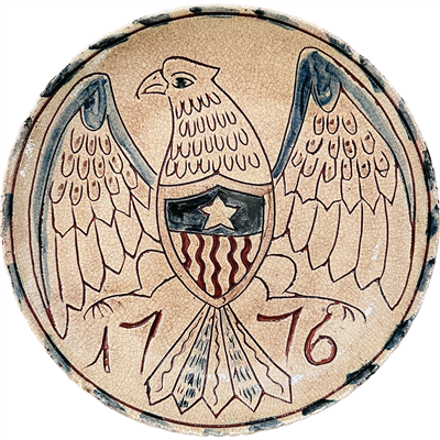 Primitive Redware 1776 Eagle Plate
