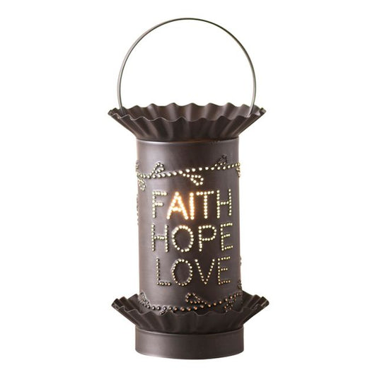 Mini Tartwarmer with Vertical Faith Hope Love in Kettle Black