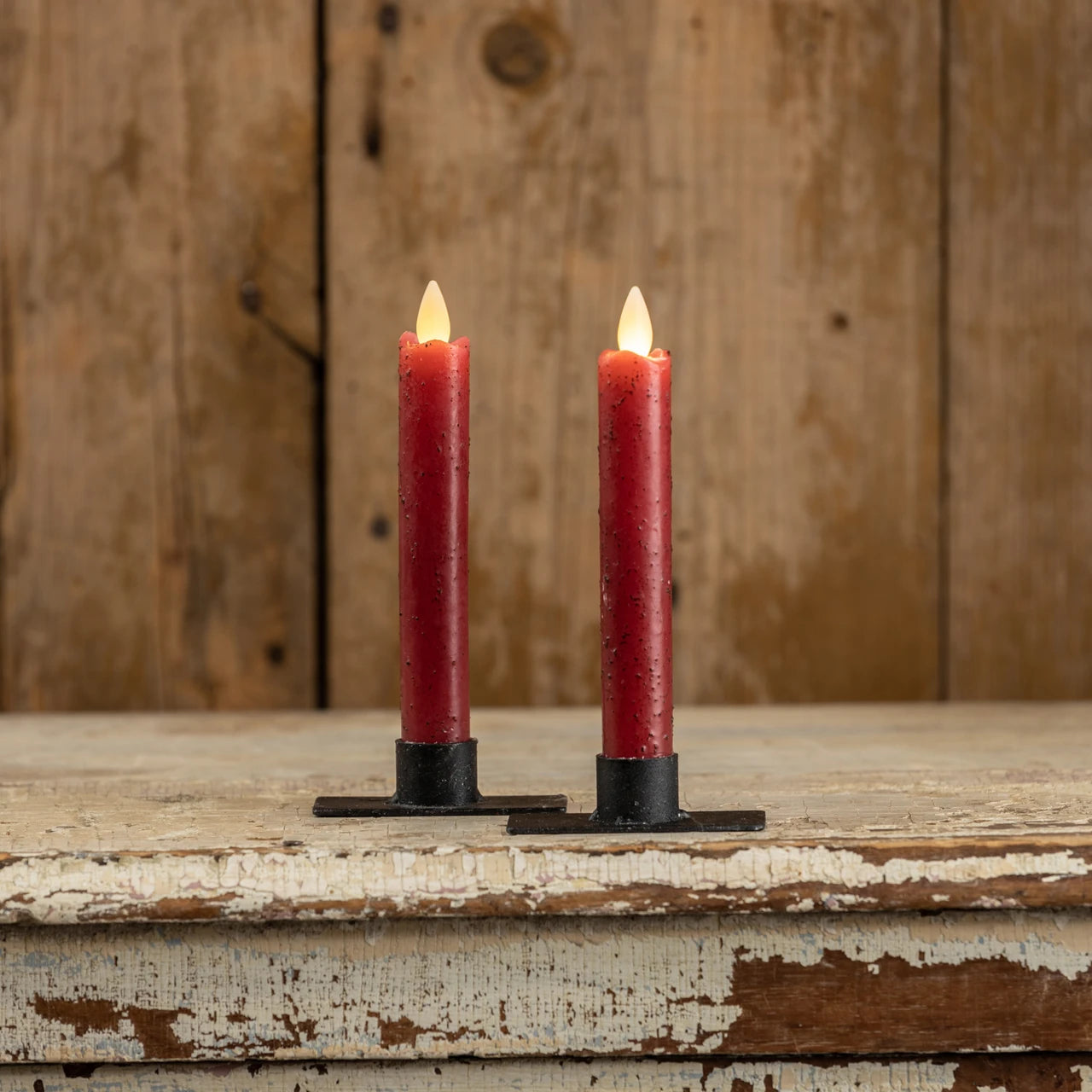 6 3/4" Moving Flame Red Taper Candle