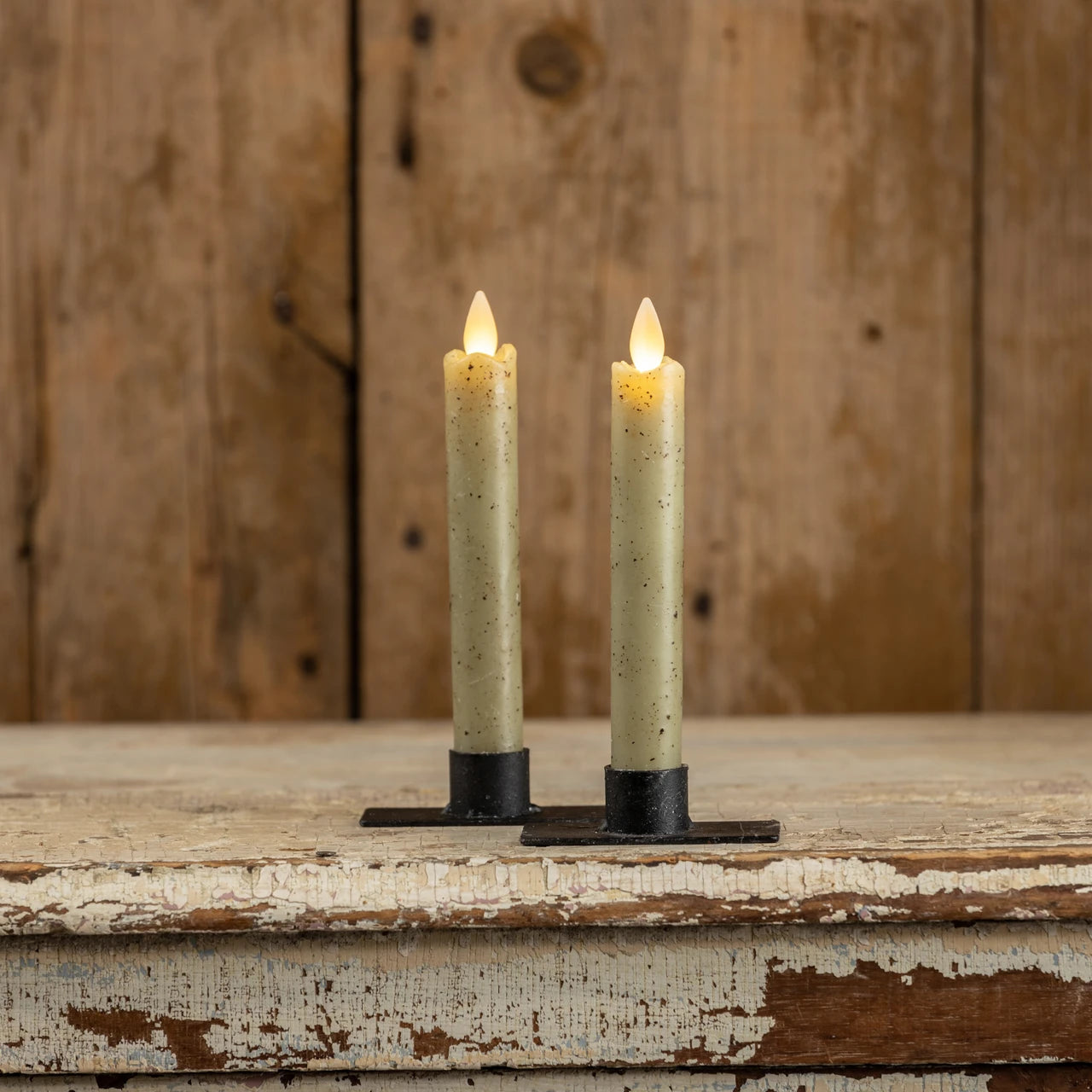 6 3/4" Moving Flame Green Taper Candle