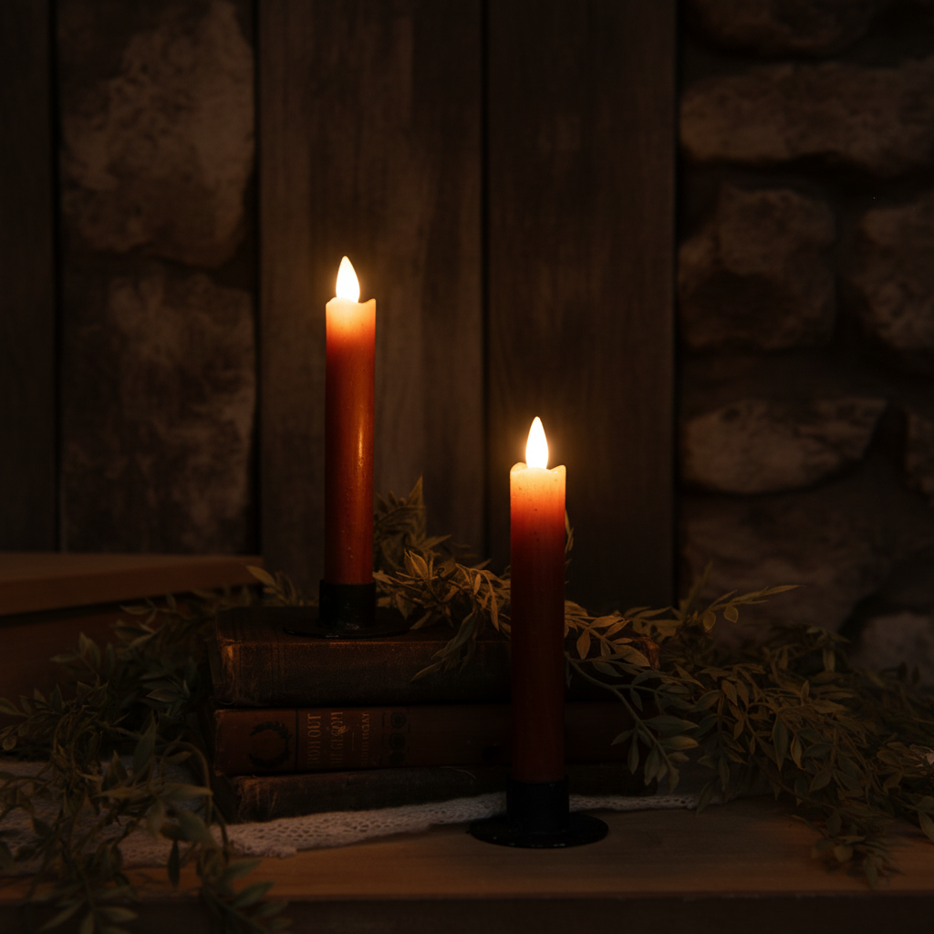 6 3/4" Moving Flame Bronze Taper Candle