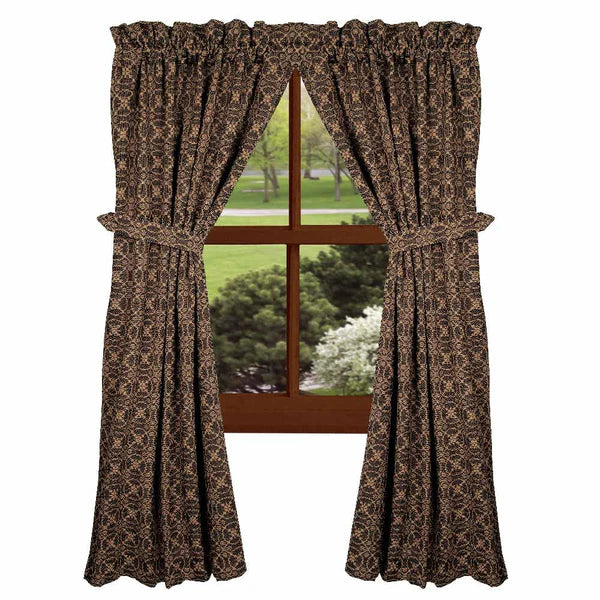 Black Tan Marshfield Jacquard 63" Panels Lined