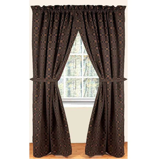 Black Mustard Lover's Knot Jacquard 63" Panels Lined