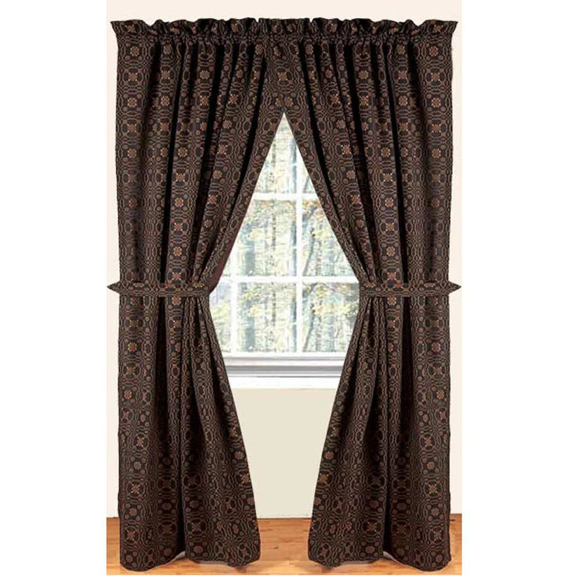 Black Mustard Lover's Knot Jacquard 86" Panels Lined