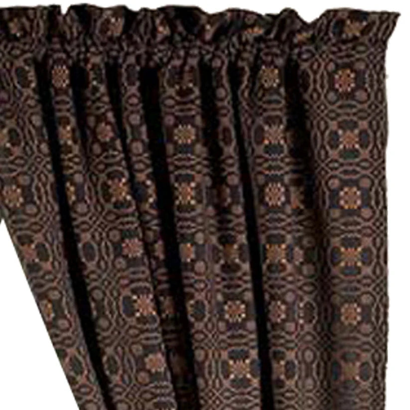 Black Mustard Lover's Knot Jacquard 63" Panels Lined