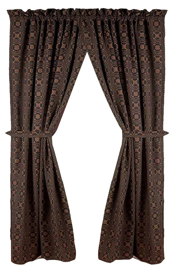 Black Mustard Lover's Knot Jacquard 63" Panels Lined