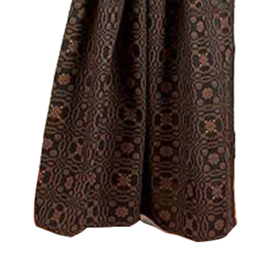Black Mustard Lover's Knot Jacquard 63" Panels Lined