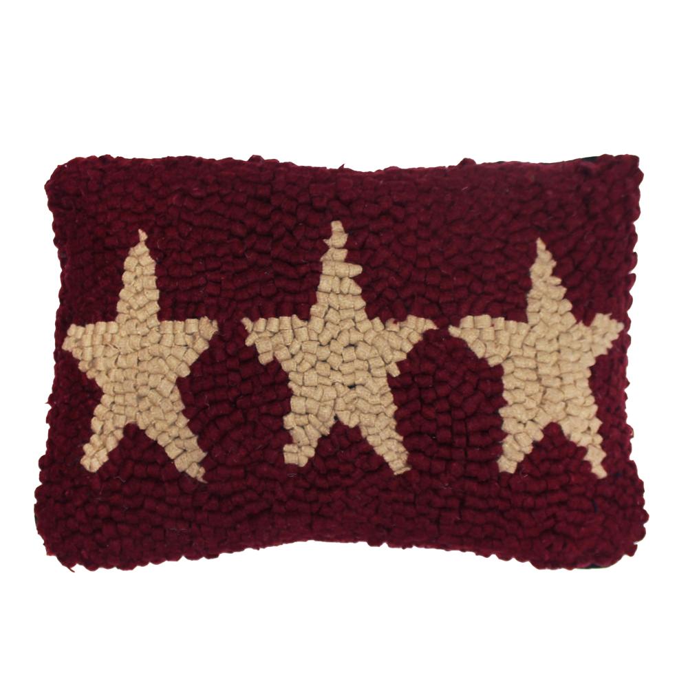 Three Star Hooked Pillow Wine