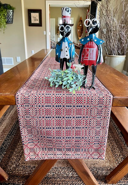 SMITHFIELD RED/BLUE/TAN SHORT TABLE RUNNER