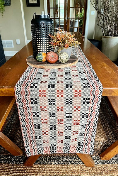 PARLOR WEAVE RUST/BLACK/LINEN 34" TABLE SQUARE