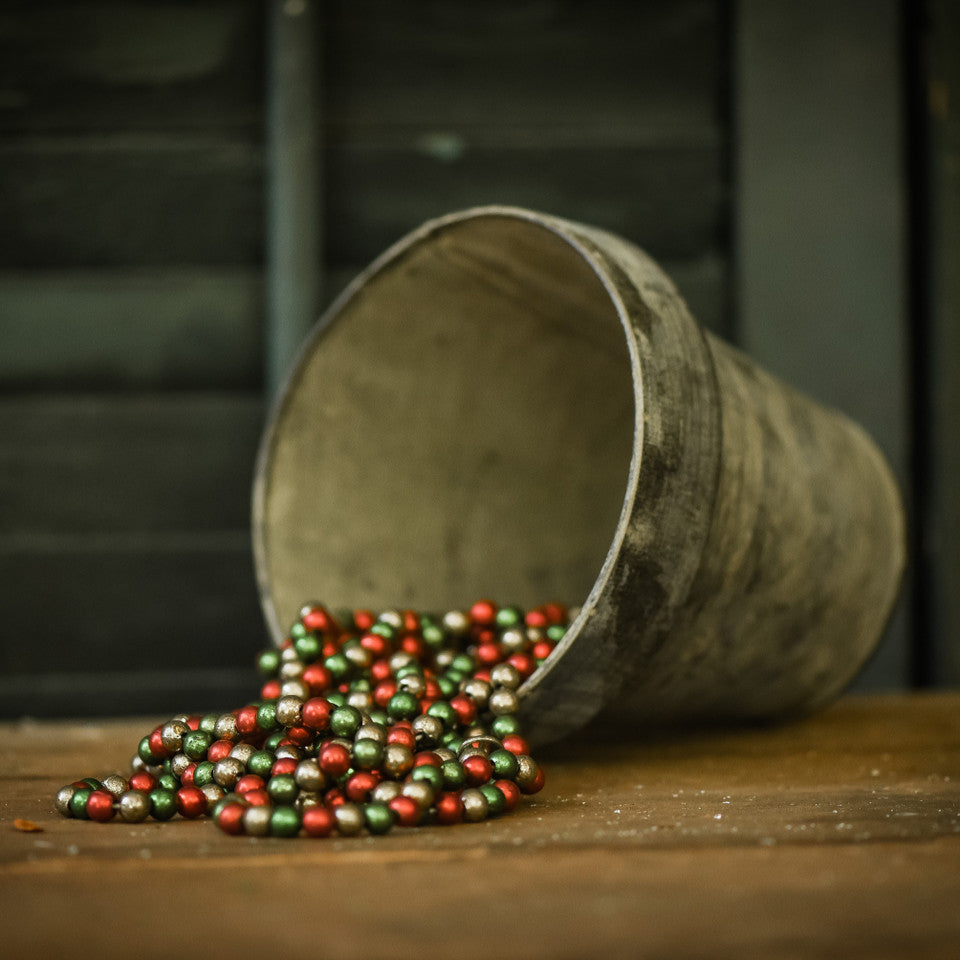Large Aged Red, Green and Silver Bead Garland