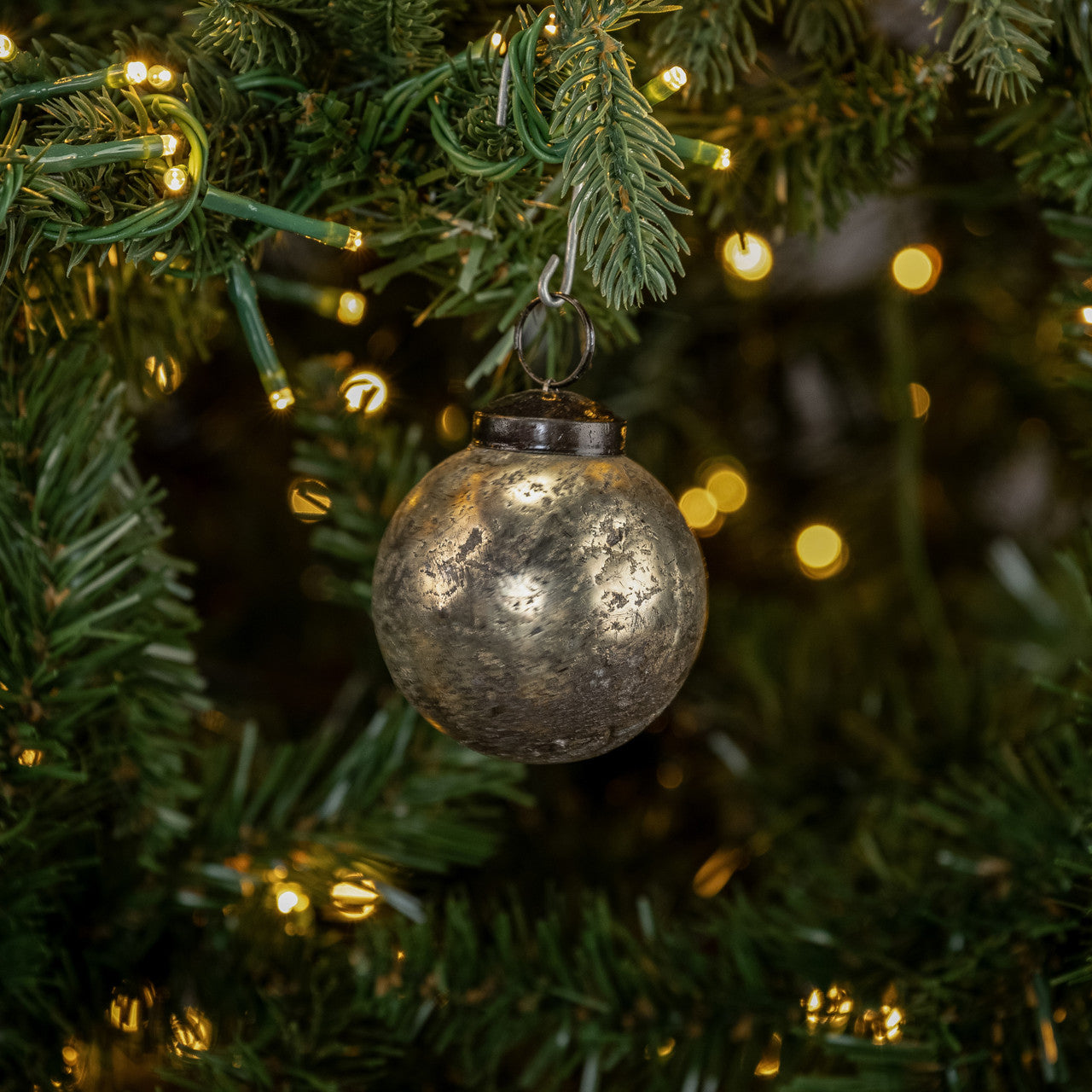 2" Silver Crackle Kugel Ornament