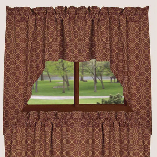 Barn Red Tan Marshfield Jacquard Swag Lined