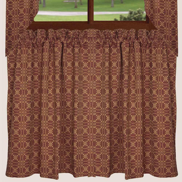 Barn Red Tan Marshfield Jacquard 36" Tiers Lined