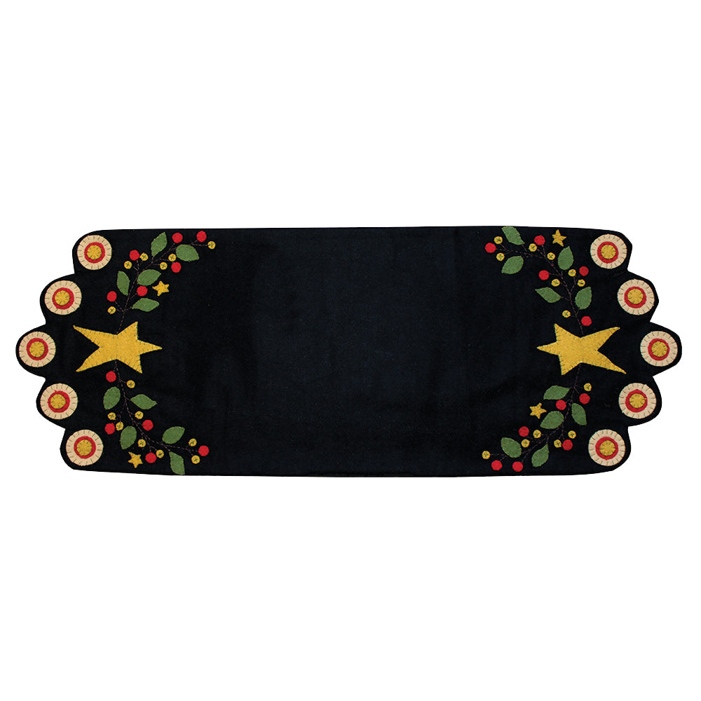 Star Berry Vine Black Table Runner