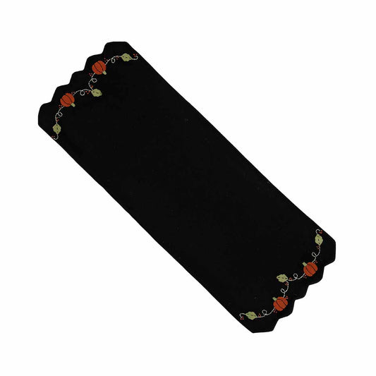Pumpkins And Vines Black Table Runner