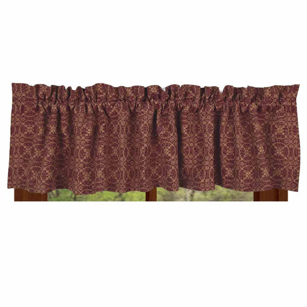 Barn Red Tan Marshfield Jacquard Valance Lined