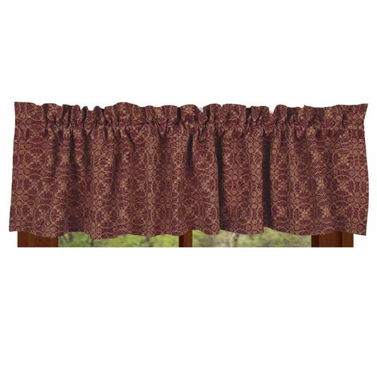 Barn Red Tan Marshfield Jacquard Valance Lined
