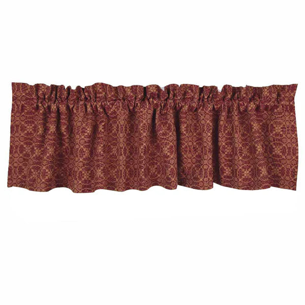 Barn Red Tan Marshfield Jacquard Valance Lined