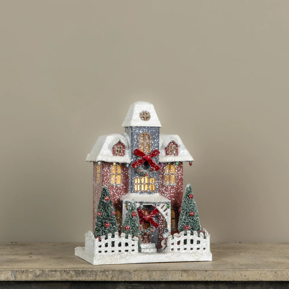 Lighted Red Estate with Red Bows