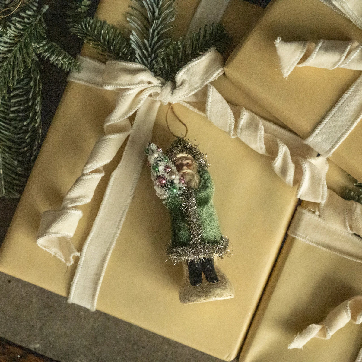 Pine Green Velvet Belsnickel Ornament