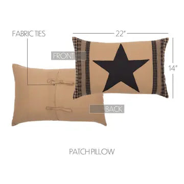 Primitive Black Check Star Patch Throw Pillow