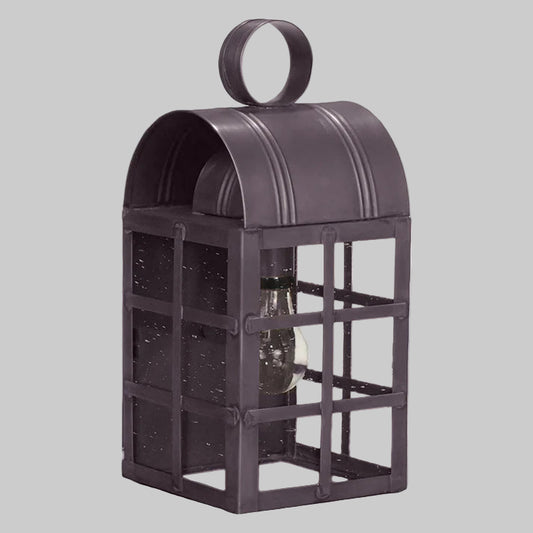 Black metal lantern with a handle on a white background